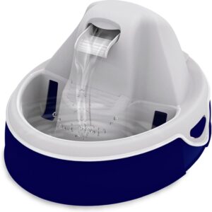 AMICUS - Fonte de Água AQUA FLOW para Pets - Fontes de Água para Gatos e Cães, Bebedouro para Animais de Estimação, Sistema de Drenagem Anti-Pelos, Bivolt - Capacidade Máxima 3,5L - Azul & Cinza