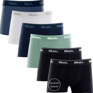 Kit 6 Cuecas Boxer Infantil Menino Mash Algodão 2024