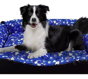 Colchão Cachorro Grande 90x60 Antifriagem Lavável 24h Cor Azul