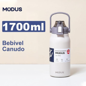 Garrafa Térmica Isolada a Vácuo De Aço Inoxidável 304 1700ML Grande Capacidade Com Canudo (Branco)