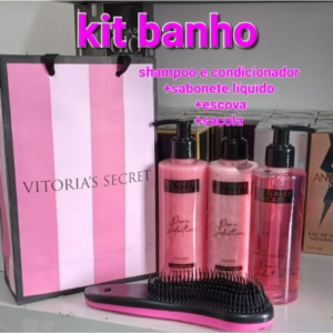 kit presente Victoria's secret shampoo + condicionador + sabonete liquido