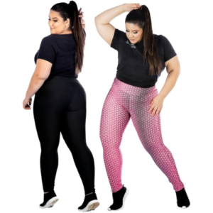 2 Calça Legging Feminina, Plus Size G1 G2 G3, Alta e Transparência ZERO