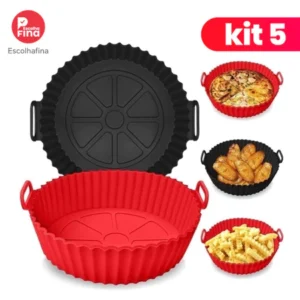 KIT 5 Forma Assadeira Para Fritadeira Air Fryer Em Silicone Flexível Lavável